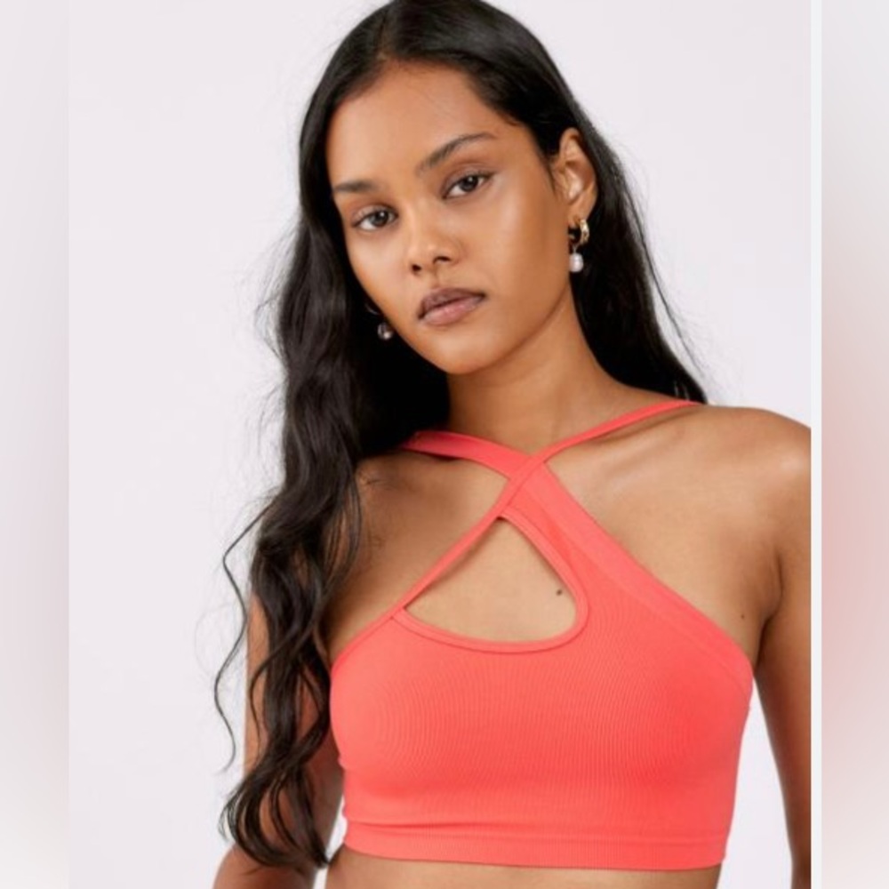 Urban Outfitters Ella Asymmetrical Coral Bra Crop Top XS/S